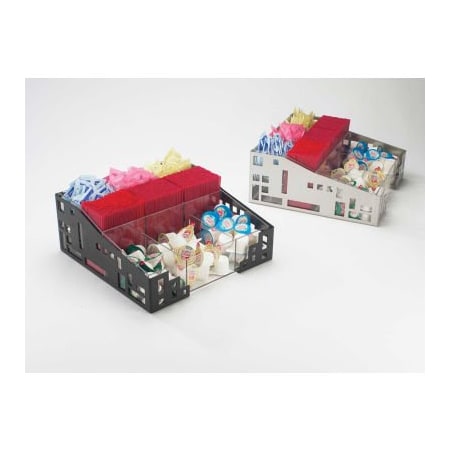 Cal-Mil Cal-Mil 1616-13 Squared Condiment Organizer 12"W x 12"D x 5-1/4"H Black 1616-13